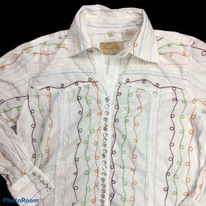 Vintage Scully Shirt Embroidered pearl snap stitch
